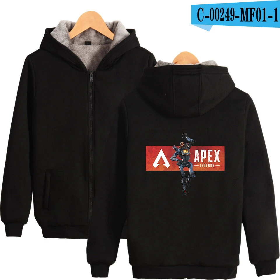 Apex Legends Print горячая Распродажа толстовки на молнии с капюшоном с длинным рукавом Женская Повседневная поп одежда Большие размеры 4XL - Цвет: black