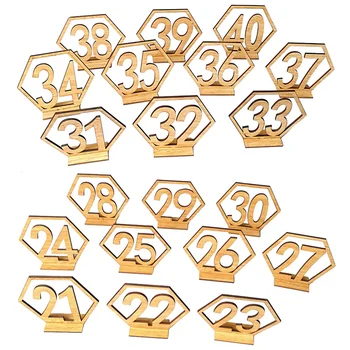 

20pcs Hexagon 21-20 or 21-41 Wooden Table Numbers with Holder Base for Wedding Table Decoration Birthday Party Decor Supplies