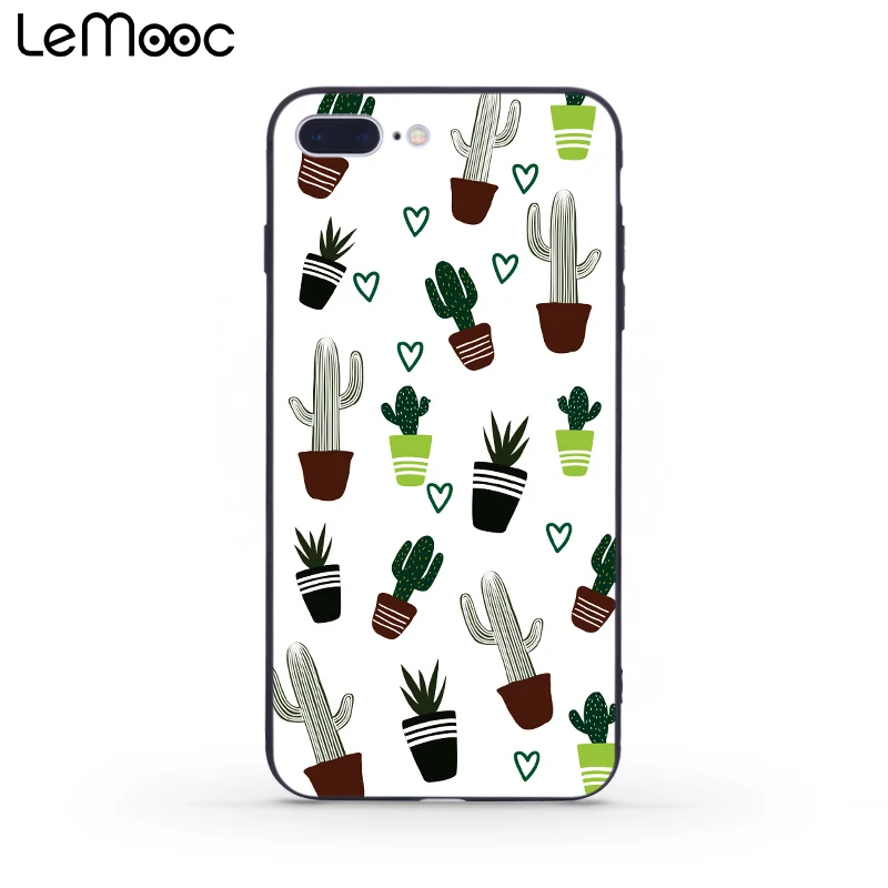Lemooc модные Дизайн чехол для телефона iPhone 7 8 плюс мягкая TPU + PC Прекрасный кактус