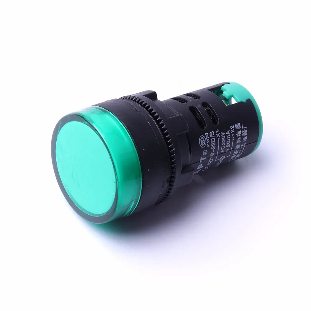Useful 1pcs 22mm LED Signal Indicator Light Green Pilot Lamp AC 220V