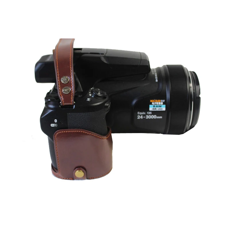 PU Leather case Half body set Case cover Grip for Nikon P1000
