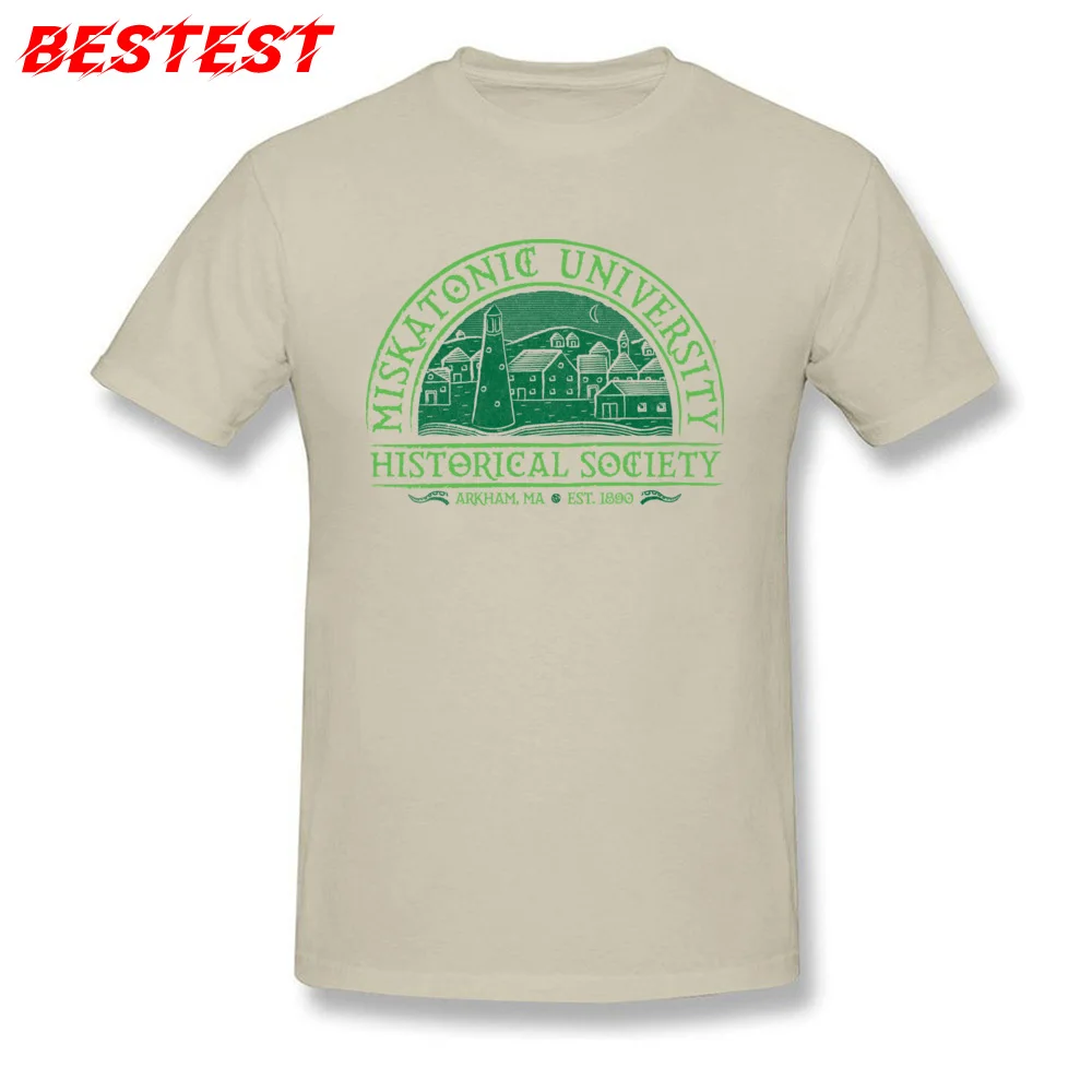 Geek T-shirts Faddish Round Collar Miskatonic Historical Society 100% Cotton Men`s Tops & Tees Funny Short Sleeve Clothing Shirt Miskatonic Historical Society beige
