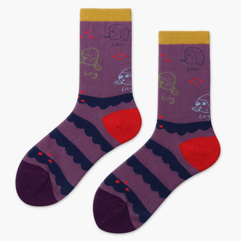 Skinfullysweet/Новинка; носки с котом; мягкие носки с милым рисунком граффити; женские спортивные хлопковые теплые разноцветные Модные женские носки в стиле Харадзюку