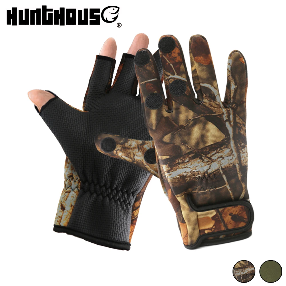 

Hunthouse winter Fishing Gloves Breathable Anti-Slip Glove De Pesca fishing gloves waterproof Three Finger Cut sports gloves