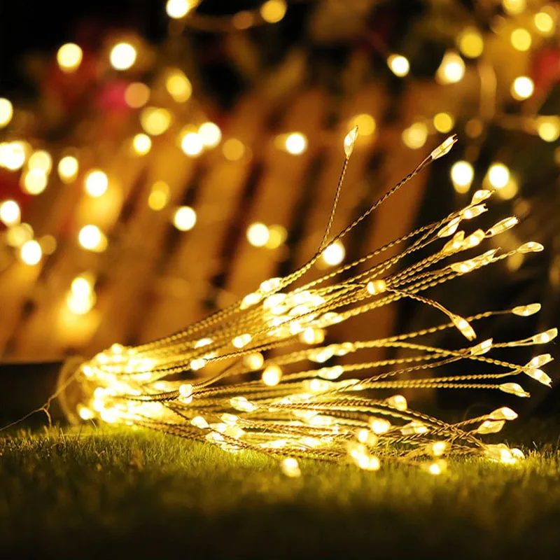 Питание от батареи DIY фейерверк струнные огни для Сада Декоративный букет светодиодный струны рождественские праздничные сказочные огни наружная лампа