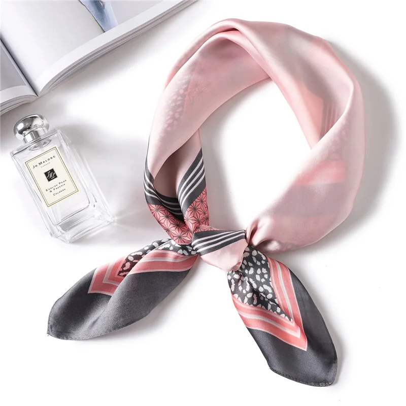 2019 luxury women scarf small size office hair neck and head silk scarves square lady bandana foulard handbag ribbon