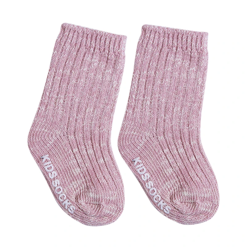 Коллекция года, детские носки хлопковые мягкие нескользящие носки для малышей одноцветные Теплые повседневные носки для мальчиков и девочек на осень и зиму, модные От 0 до 4 лет для малышей - Цвет: Розовый