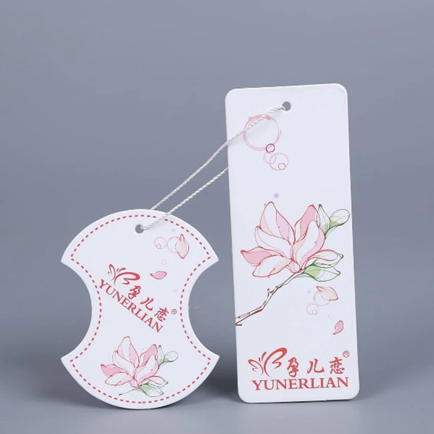 

300pcs/lot Free shipping custom paper labels hang tags garment customized clothes hang tag for women