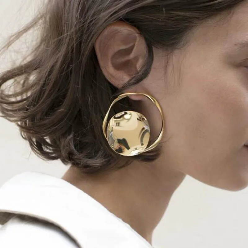 

Crazy Feng Big Statement Drop Earrings Party Jewelry for Women Gold Gold Geometric Hanging Earring Bijoux Femme Boho Accessories