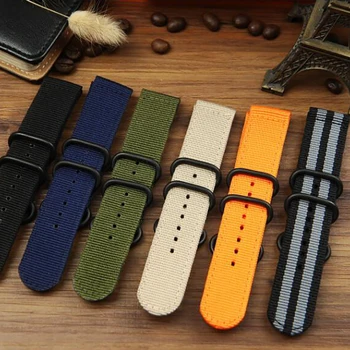 

TEAROKE 6 Colors NATO Watchband Nylon Strap Black Ring Buckle 18mm 20mm 22mm 24mm Striped Replacement Band Watch Accessories