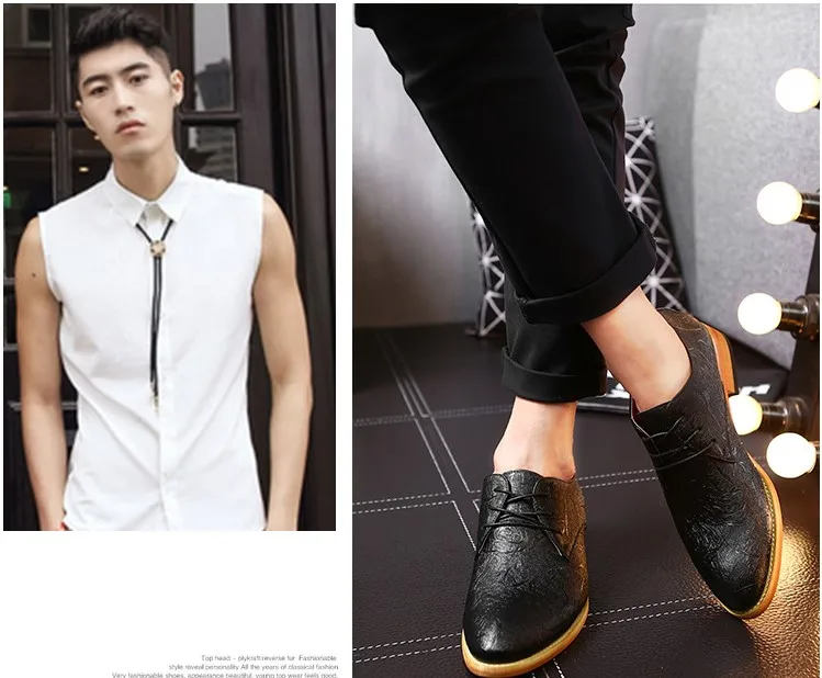 Мужская повседневная обувь; Новая модная обувь из искусственной кожи; Высококачественная Мужская обувь с острым носком Bullock; мужская деловая обувь на плоской подошве со шнуровкой