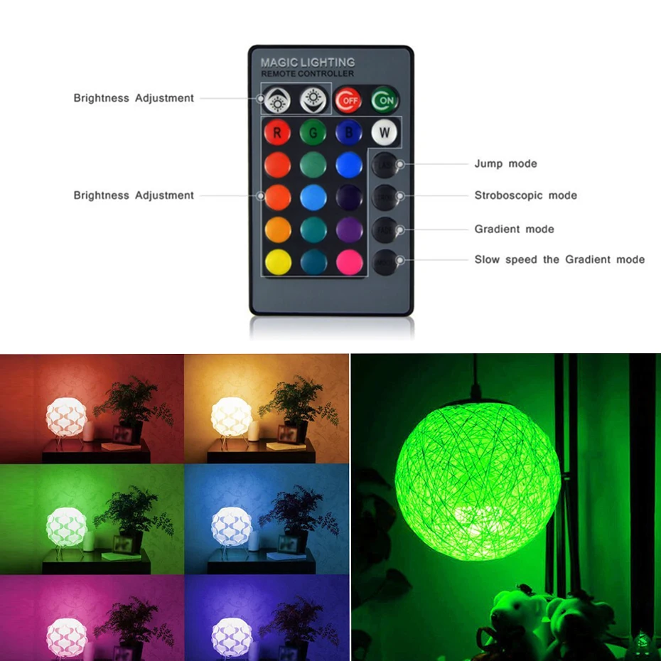 E27 E14 светодиодная RGB лампа 16 цветов меняющая AC85 265V Светодиодная с регулируемой