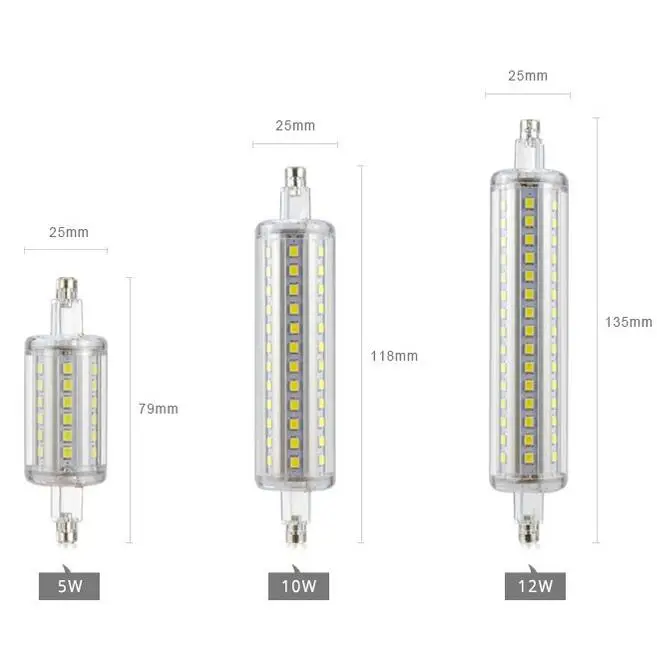 R7S Светодиодная лампа 78/118/135/189 мм 5 Вт 10 Вт 12 Вт 15 Вт SMD 2835 36led-144led лампочки прожектор 90-260 В пятно света