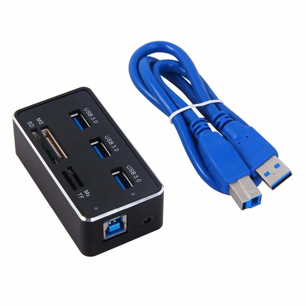 

Card Reader Leadzoe USB Splitter With 3 USB 3.0 Hub Port and SD/Micro SD/TF/M2/MS Smart Card Reader With 1 Data cable