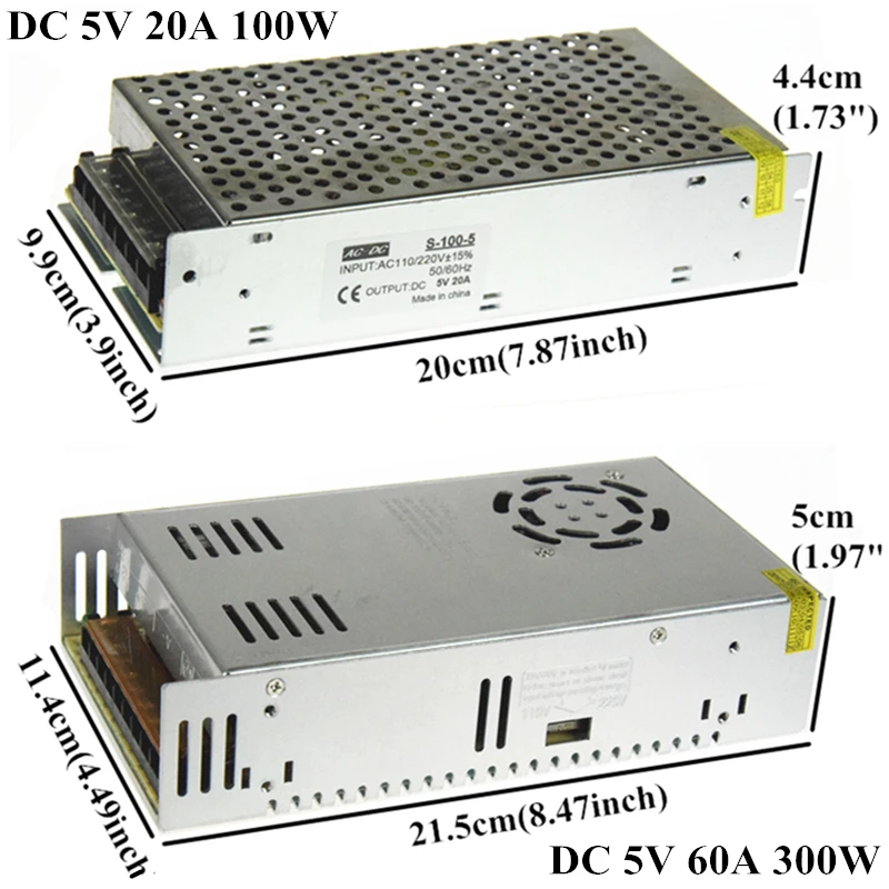 

AIFENG DC 5V Switching Power Supply 4A 5A 6A 10A 20A 60A Power Supply Switching Power AC 110V 220V To DC 5V For Led Strip Lights
