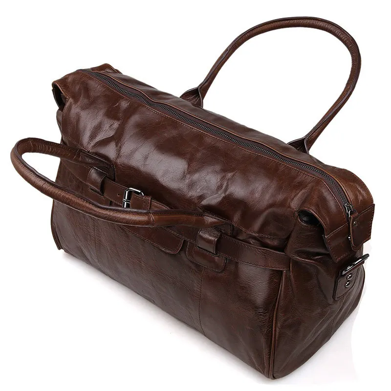 Модная 16,5 дюймовая Дорожная сумка из натуральной кожи, Мужская большая сумка для ручной клади, мужская кожаная сумка для путешествий, большая сумка для путешествий