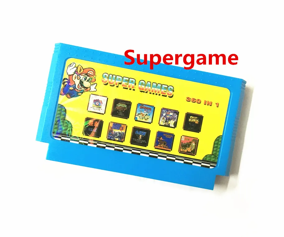 

2016 newest 8 bit NES FCgame 60 pin game cartridge Games Player Card 360 in 1 real no repeated games Contra
