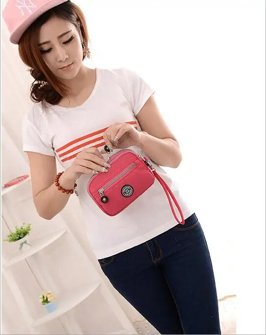 

women wallets Polychromatic fashion clutch handbag clutch coin purse waterproof nylon cloth double zipper mobile phone bag
