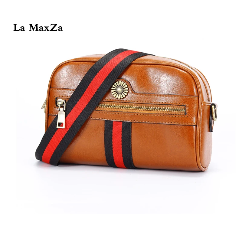 

La MaxZa Genuine Leather Small Women Bag Designer Luxury Shoulder Bag 2019 New Fashion Message Bag Cow Leather Handbags