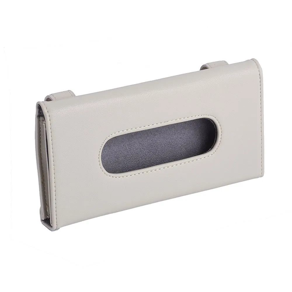 

Car Sun Visor PU Leather Holder Tissue Box Hanging Type Tissue Box Case Auto Clip Holder Paper Case