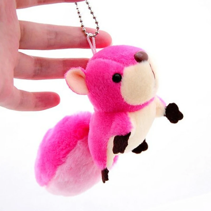 

Cute Squirrel Plush Dolls Ball Beads Chain Key Ring Woman Bag Charms Keychain Pompom Animal Toy Car Keyring Party Trinket Gift