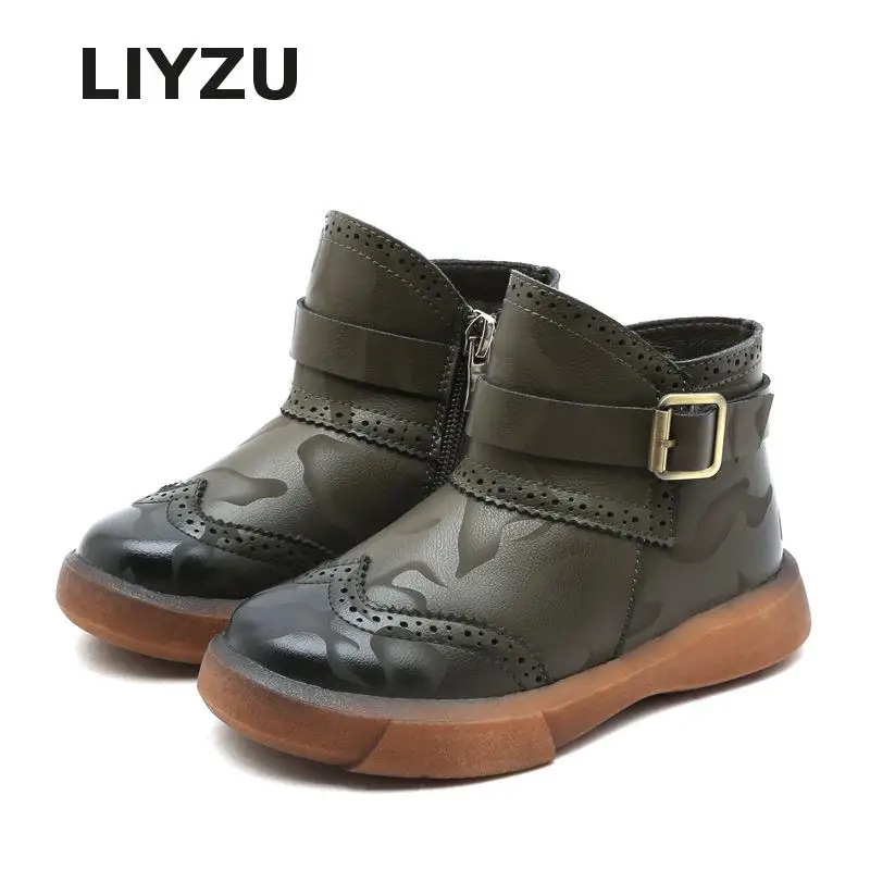 

2018 Autumn And Winter New Children's Martin Boots Leather Children's Shoes Boys And Girls British Wind Casual Retro Snow Boots