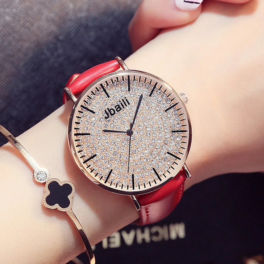 Для женщин браслет часы Красного стильная женская обувь Элитный бренд часы леди Наручные часы Bling Кристалл платье часы Ceasuri Montre Femme