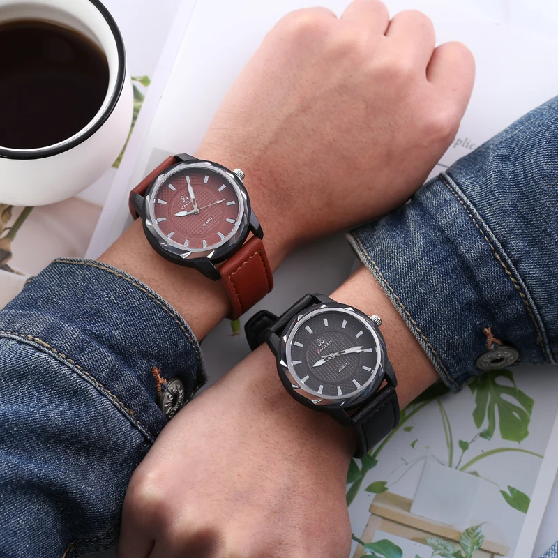 

Men watch Hot Sales Brand Leather Watches Simple dial Men Military Sports high quality Quartz Wristwatches Relogio Masculino