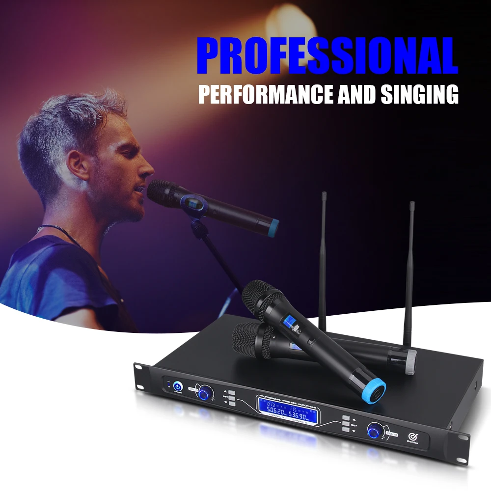 Беспроводной микрофон Debra audio Pro 80*2 выбираемый канал УВЧ с беспроводными