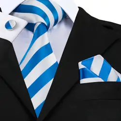 2017 Для мужчин галстуки формальные Мода полосой галстук комплект Буле белый Цвет новый бренд 100% шелковый галстук оптовая на AliExpress c-415