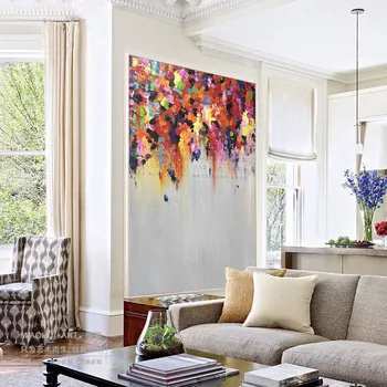 

Handmade thick knife abstract high quality oil painting Spring Falling petals on Canvas Painting Decor Oil Painting artwork