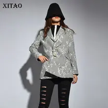 [XITAO] однобортное женское корейское Модное новое пальто с длинным рукавом и отложным воротником Женская Повседневная куртка с карманами и цветочным принтом LYH2650