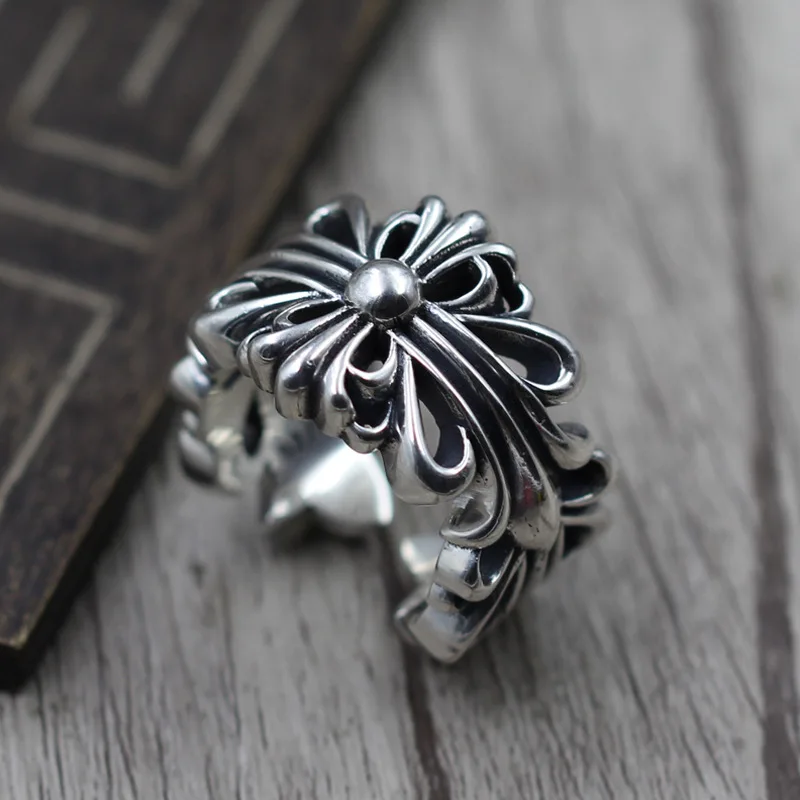

S925 Sterling Silver Jewelry Thai Silver Personalized Domineering Men Thickening Ring Retro Punk Wind Ring