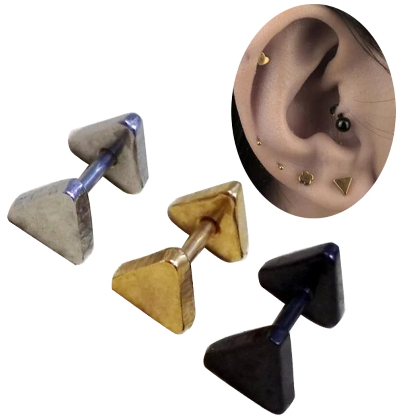 Isayoe 2 pieces Stainless Steel Tragus Earring Triangel