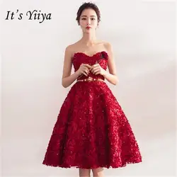 Это YiiYa Новый бретелек до колена платья для выпускного вечера элегантный цвет красного вина трапециевидной формы без рукавов вечерние