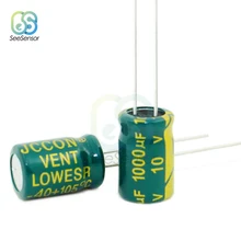 50 шт в наборе, высокая частота низкая ESR Алюминий электролитический конденсатор, алюминиевая крышка, 10В 1000 мкФ 8x12 мм