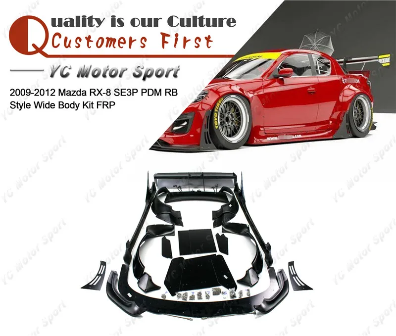 FRP Fiber Glass PD RB Style Bodykits Fit For 2009-2012 RX8 SE3P Body Kit Front Lip Spitter Fender Flare Side Skirt Rear Wing FRP Fiber Glass PD RB Style Bodykits Fit For 2009-2012 RX8 SE3P Body Kit Front Lip Spitter Fender Flare Side Skirt Rear Wing