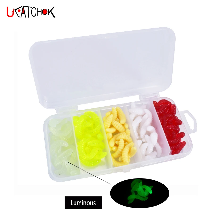 100pcs/box 3cm 0.4g black spot head high quality rubber worm shape soft bait artificial insect fishing lure bait fishing tackle