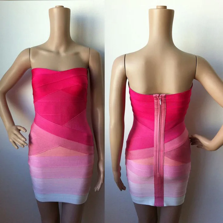pink ombre bandage dress