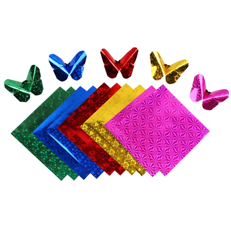 50 листов/5 цветов бумажные с голограммой глянцевая бумага Оригами Скрапбукинг Декор Бумага 15x15 см(5," x 5,8"