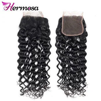 

Hermosa 4x4 Water Wave Hair Clousre Swiss Lace Closure 100% Human Hair Free Part Lace Closure Remy Hair Free Shipping
