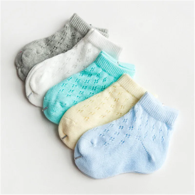 5 пар носков для маленьких мальчиков и девочек хлопковые короткие носки с сеткой Летние Носки ярких цветов для новорожденных, модные детские носки От 0 до 6 лет - Цвет: Mesh boy style