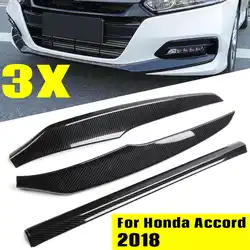 3 шт. карбоновое волокно Стиль переднего бампера Передняя Крышка для губ отделка для Honda Accord 2018 авто аксессуары
