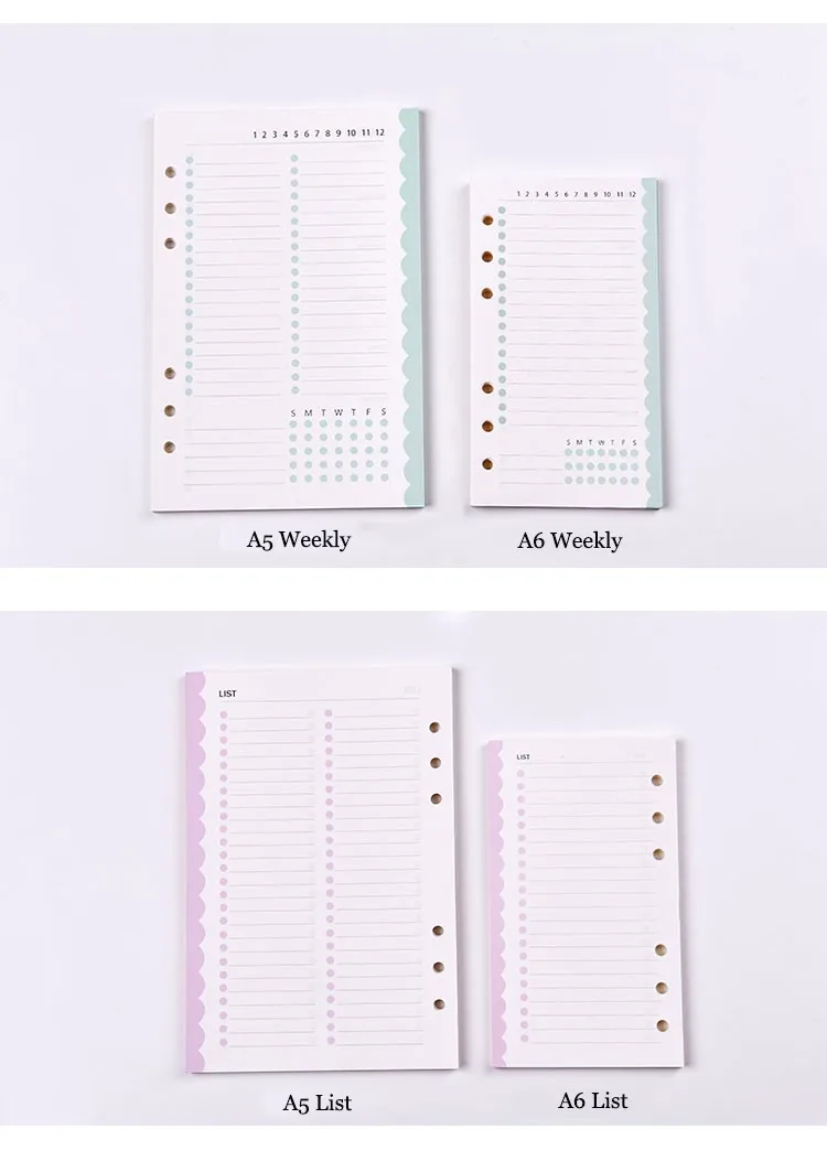 3 2017 Dokibook Notebook 6 Hole Spiral Diary A5&A6 Spiral Planner Wave Inner Pages Weekly Monthly Plan Matching Filofax Lovedoki