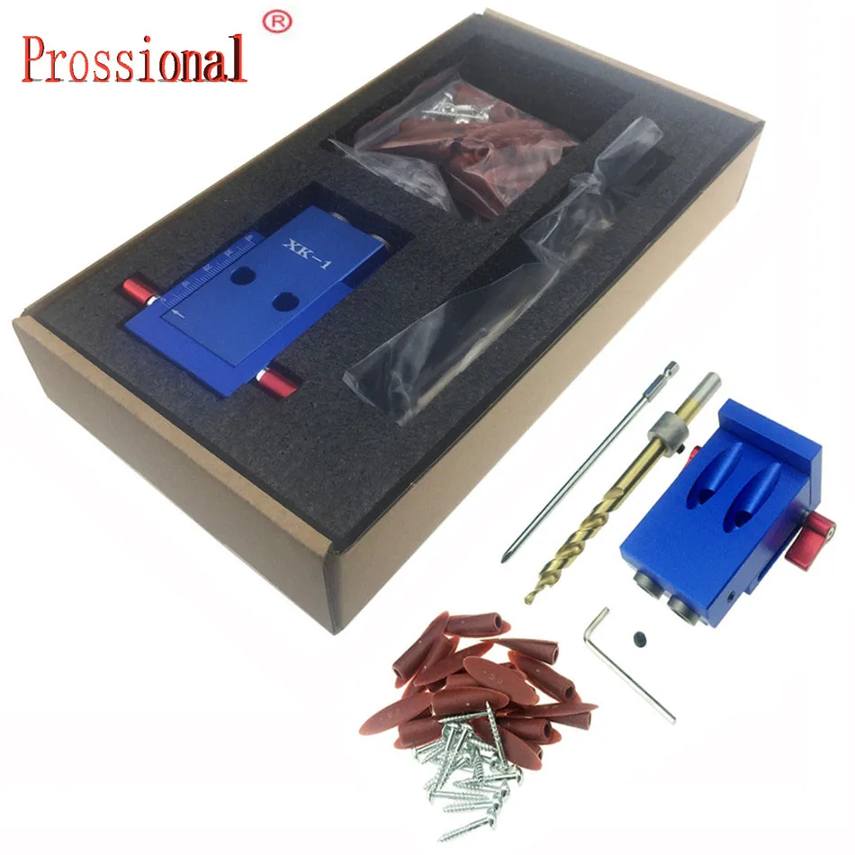 

Alloy Pocket Hole Jig Kit System with Step Drill Bit PH1 Screwdriver for Woodworking Hardware Jig Repair Tools
