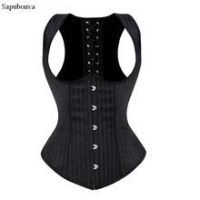 Sapubonva espartilho underbust bustier alças de ombro listrado lingerie espartilho overbust colete espartilhos para mulher superior mais tamanho preto