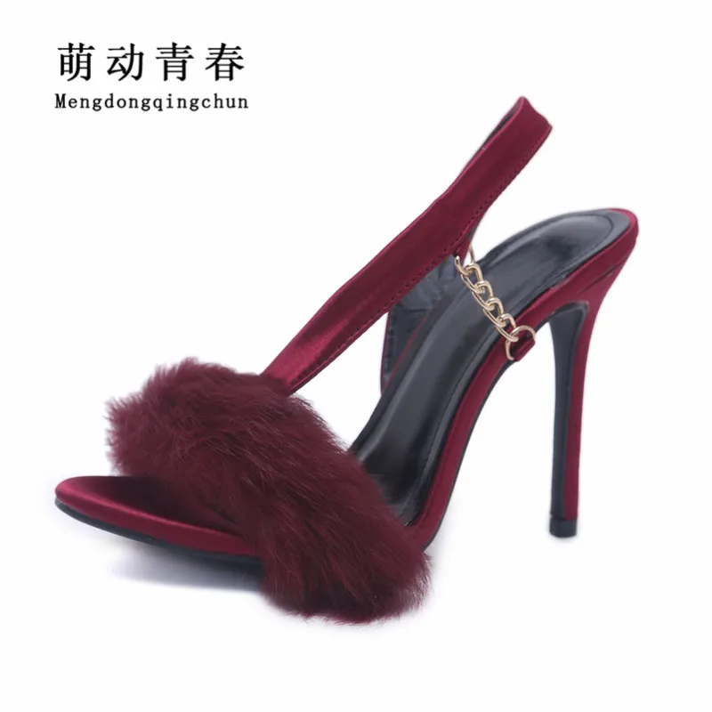 heels with fur on toe