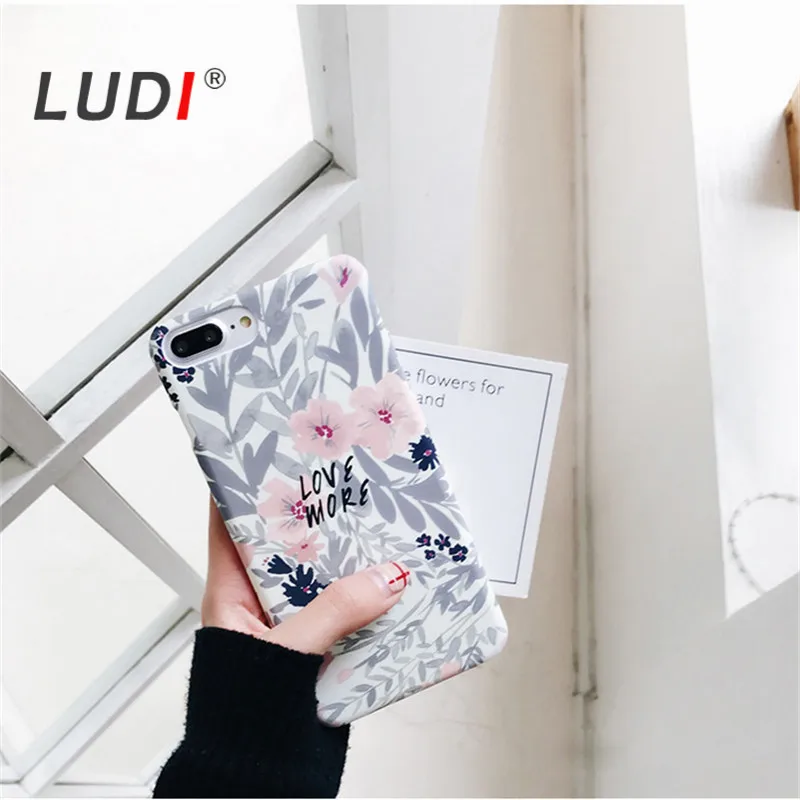 LUDI ретро цветной цветочный чехол для iPhone X 6 6s 6/6s Plus Жесткий PC светящийся с цветком