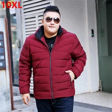 Большой размер, зимняя куртка 7XL, красная Свободная куртка со съемным капюшоном, мужская куртка, плотное пальто, большой размер, пуховик 7XL 8XL 9XL 10XL