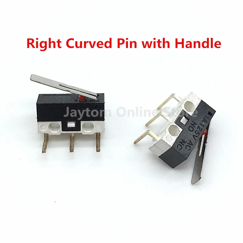 10 шт. концевой переключатель кнопочный переключатель 1A 125V AC переключатель мыши 3 штыри микро-переключатель - Цвет: Right Curved Pin